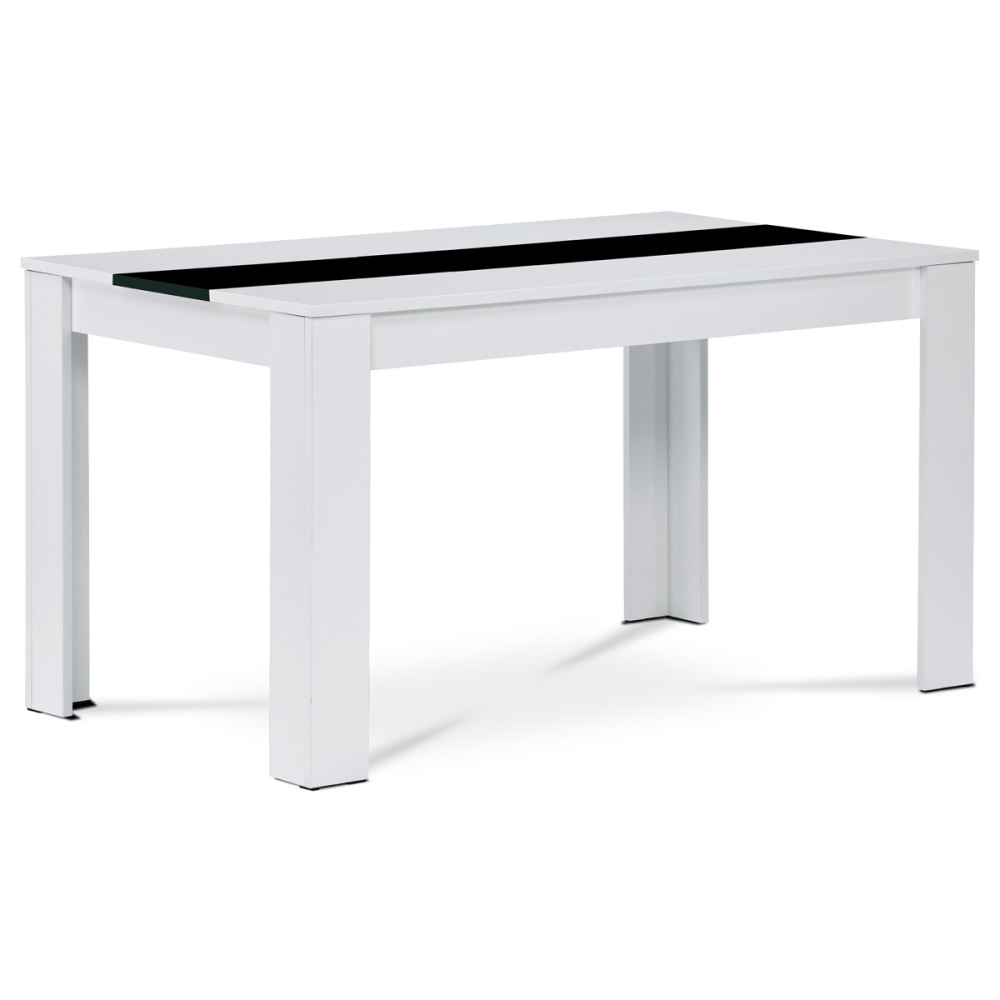 AT-B140 WT1 - Jídelní stůl 138x80x75, MDF, bílé lamino, dekorativní černý pruh