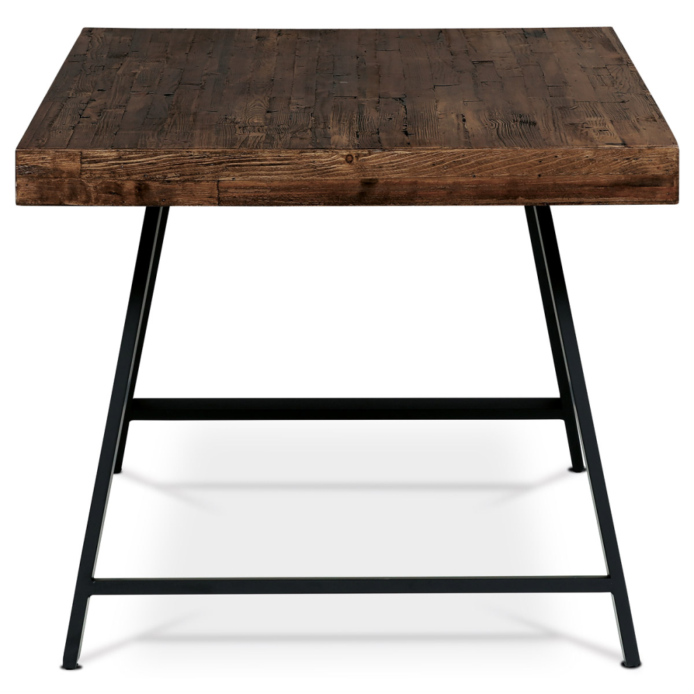 HT-534 PINE - Jídelní stůl, 160x90x76 cm, MDF deska, dýha borovice, kovové nohy, černý lak