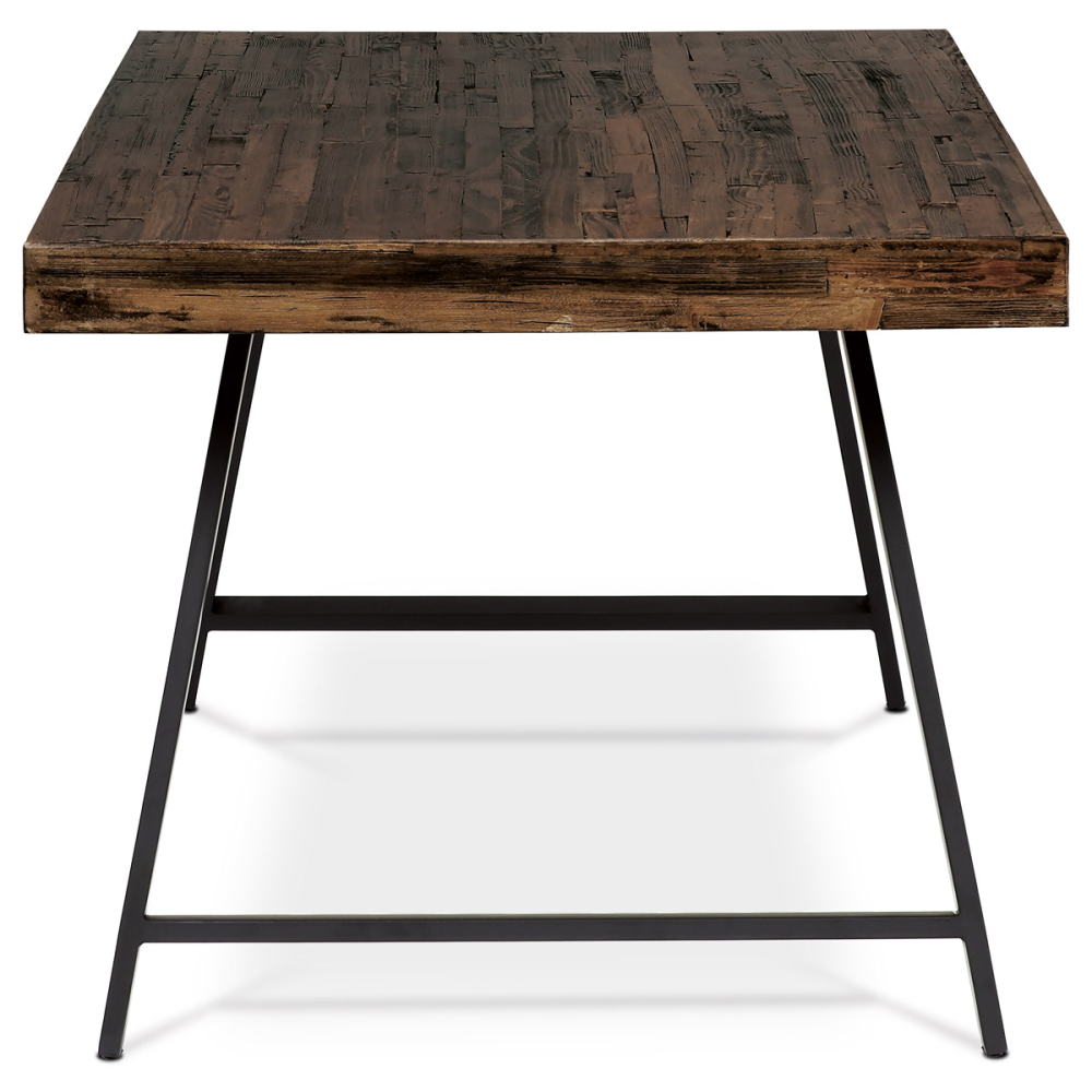 HT-536 PINE - Jídelní stůl, 180x90x76 cm, MDF deska, dýha odstín borovice, kovové nohy, černý lak