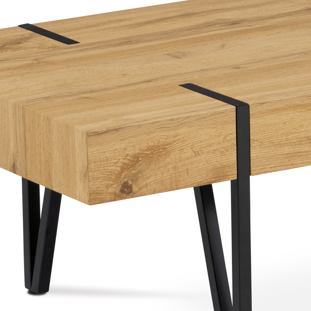 AHG-233 OAK - Stůl konferenční, 110x60x42, MDF divoký dub, kov černá matná