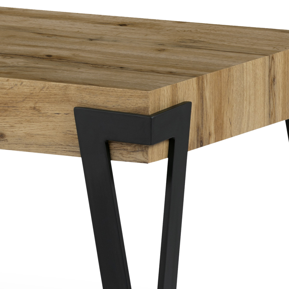 AHG-263 OAK - Stůl konferenční, 112x62x43 cm, deska MDF, dekor divoký dub, kov - černý mat