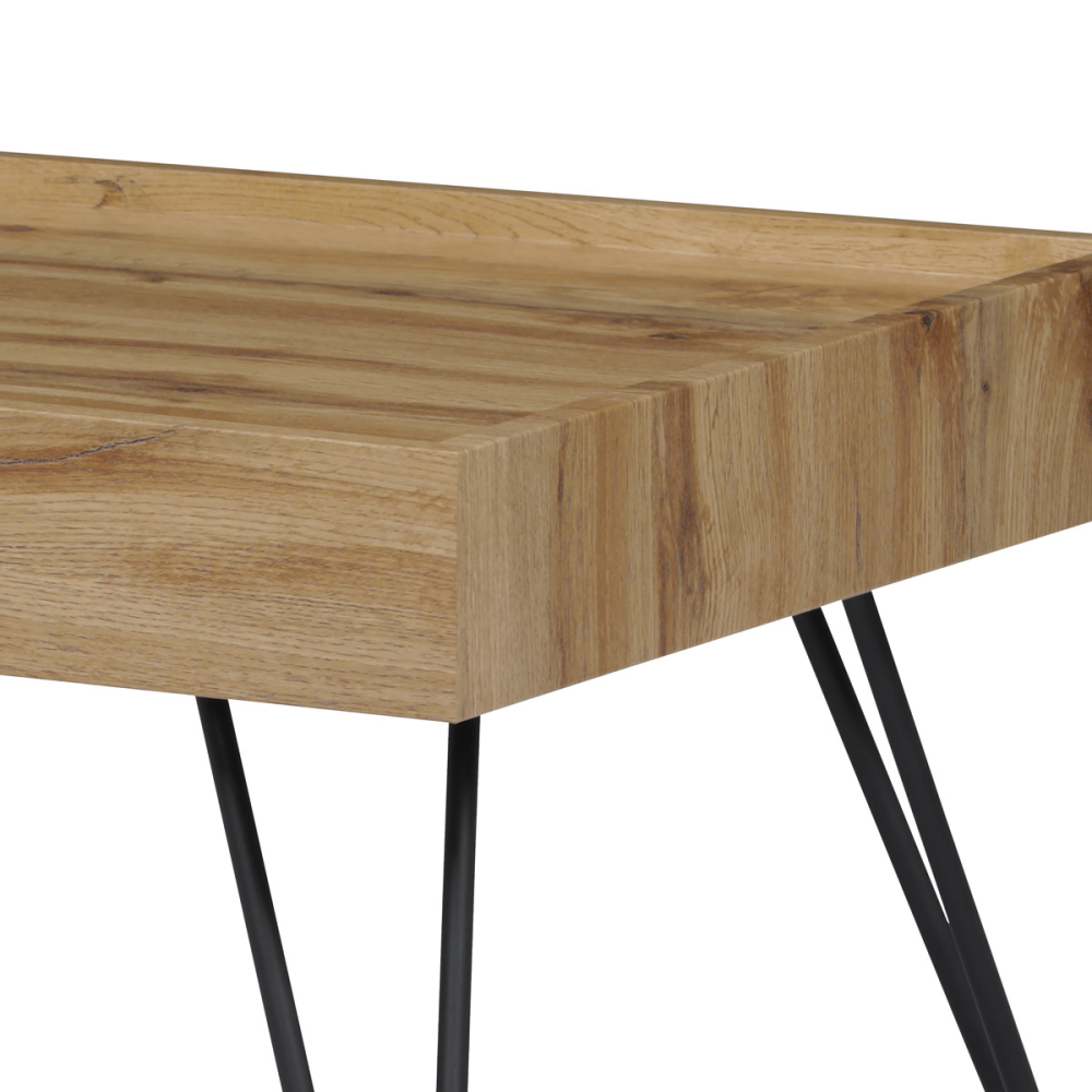 AHG-266 OAK - Konferenční stolek 110x60x42 cm, deska MDF, 3D dekor divoký dub, kov - černý mat