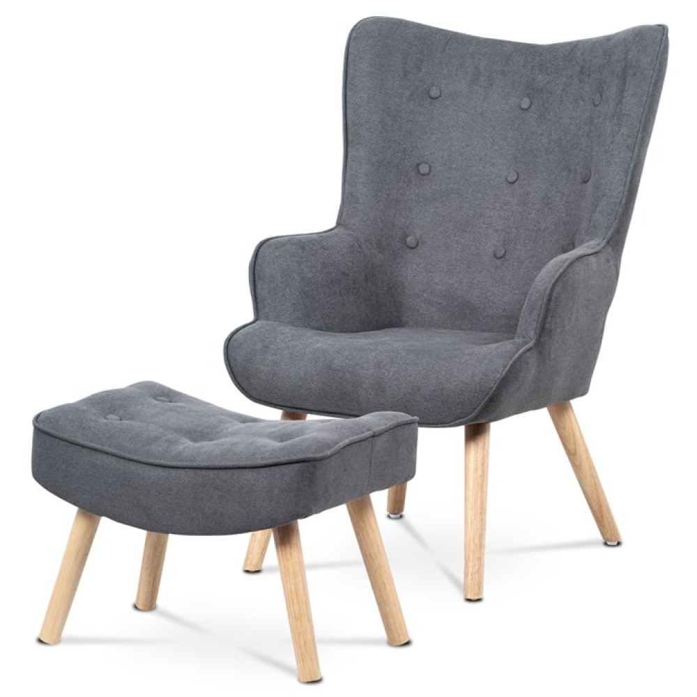 AK-302 GREY2 - Křeslo ušák, šedá, látka, AK-302 GREY2