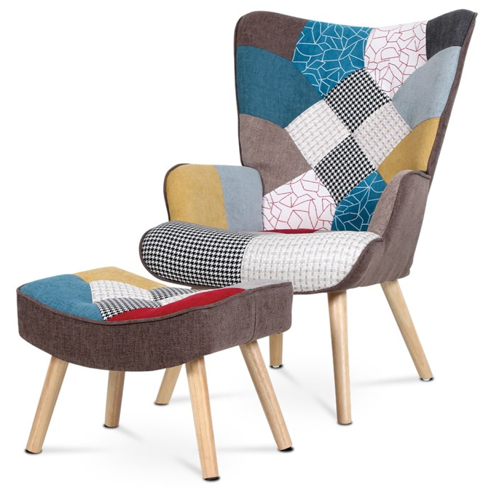 AK-305 PW2 - Křeslo ušák, vícebarevná látka, AK-305 PW2