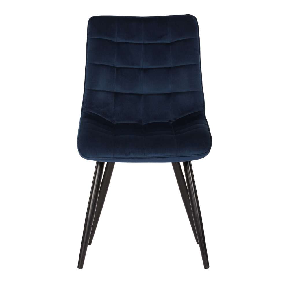 CT-384 BLUE4 - Jídelní židle, potah v modrém sametu, kovové podnoží v černé práškové barvě