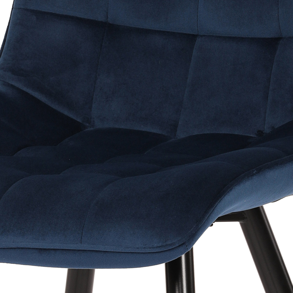CT-384 BLUE4 - Jídelní židle, potah v modrém sametu, kovové podnoží v černé práškové barvě