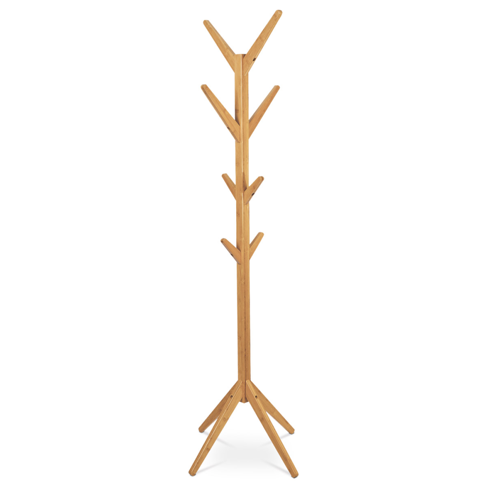 DR-N191 NAT - Věšák dřevěný stojanový, masiv bambus, přírodní odstín