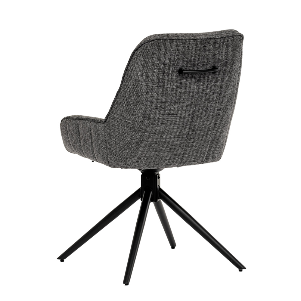 HC-535 GREY2 - Židle jídelní a konferenční, tmavě šedá látka, černé kovové nohy,  otočná P90°+ L 90° s vratným mechanismem - fun