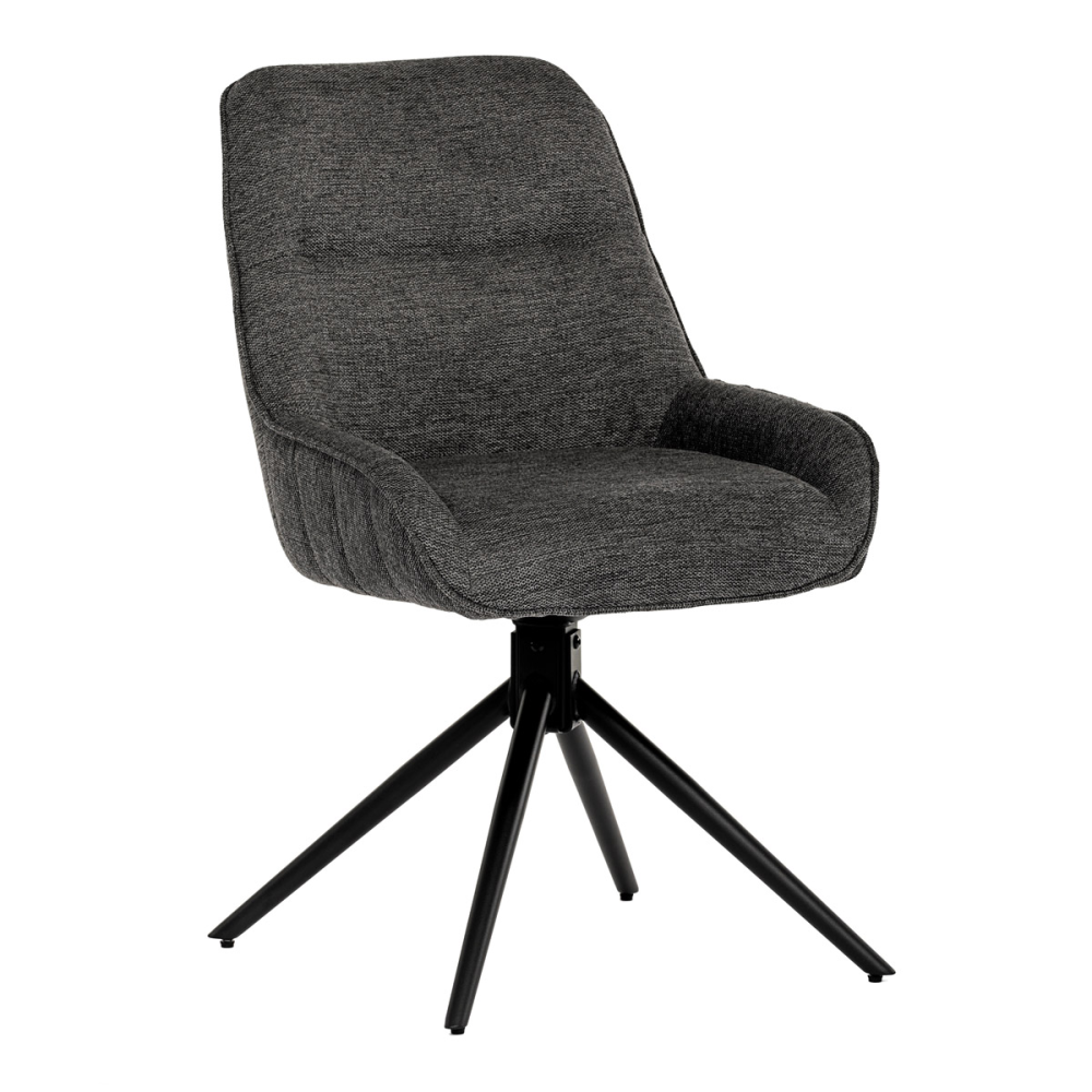 HC-535 GREY2 - Židle jídelní a konferenční, tmavě šedá látka, černé kovové nohy,  otočná P90°+ L 90° s vratným mechanismem - fun