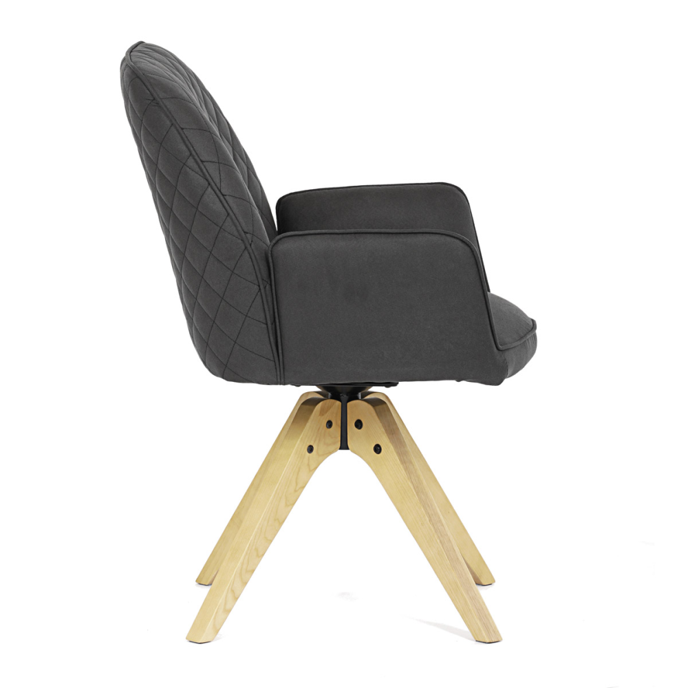 HC-539 BK3 - Židle jídelní s područkami, černá látka, dubové nohy, otočná P90°+ L 90° s vratným mechanismem - funkce reset