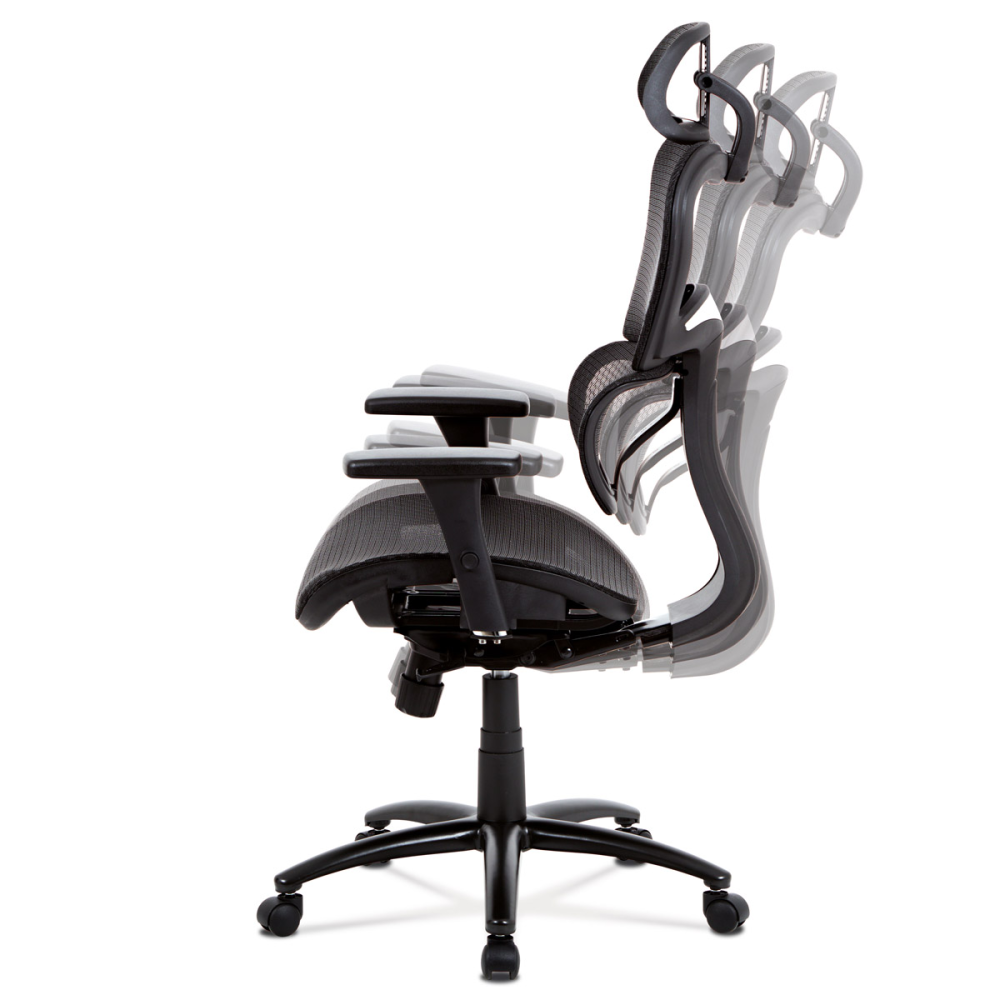 KA-A188 BK - Kancelářská židle, synchronní mech., černá MESH, kovový kříž