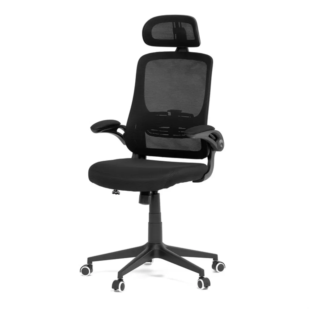 KA-Q842 BK - Kancelářská židle, houpací mechanismus, černá síťovina, KA-Q842 BK