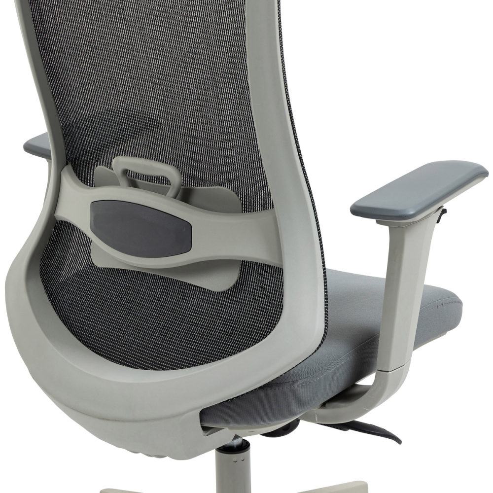 KA-V321 GREY - Kancelářská židle, šedý plast, šedá průžná látka a mesh, 4D područky, kolečka pro tvrdé podlahy, multifunkční mec