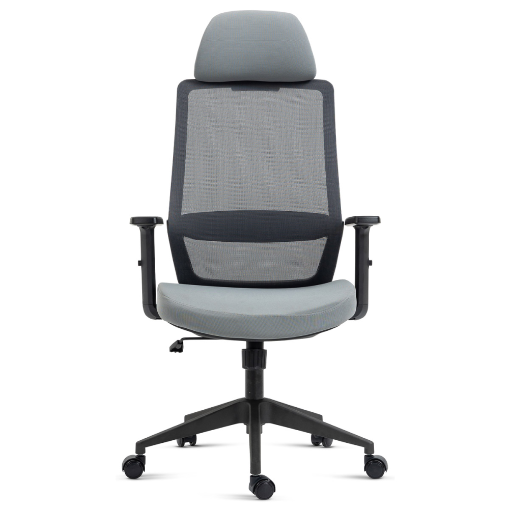KA-V324 GREY - Kancelářská židle, černý plast, šedá látka, 1D područky, kolečka pro tvrdé podlahy