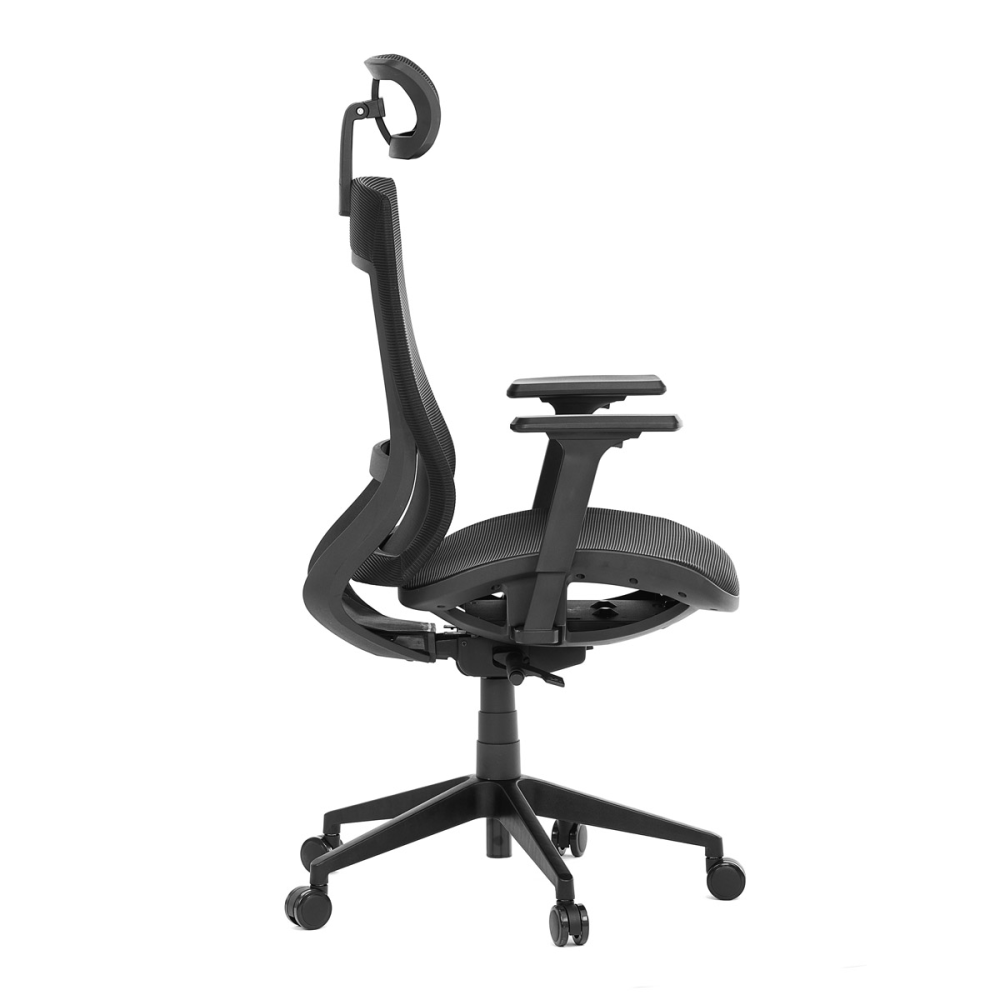 KA-W002 BK - Kancelářská židle, černá látka, plastový kříž, výškově stavitelné  područky, kolečka pro tvrdé podlahy