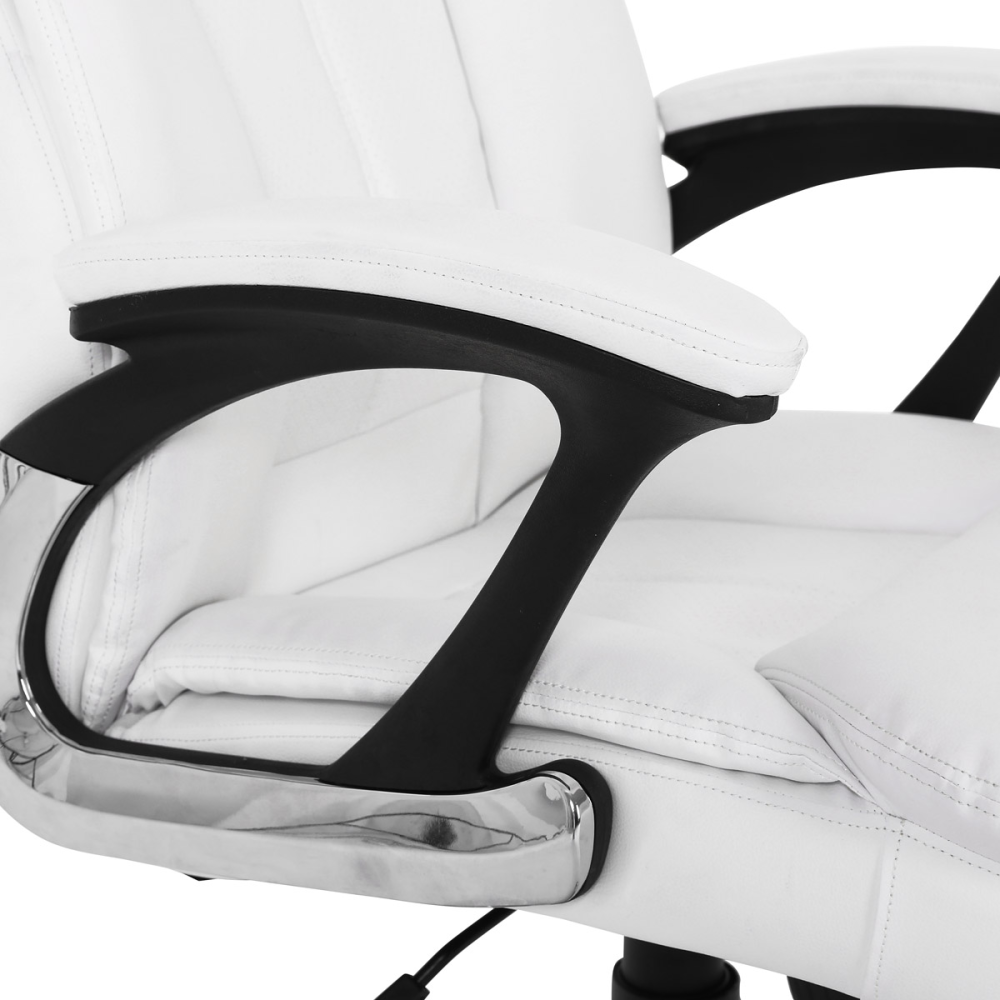 KA-Y287 WT - Kancelářská židle, bílá koženka, plast ve stříbrné, kolečka pro tvrdé podlahy