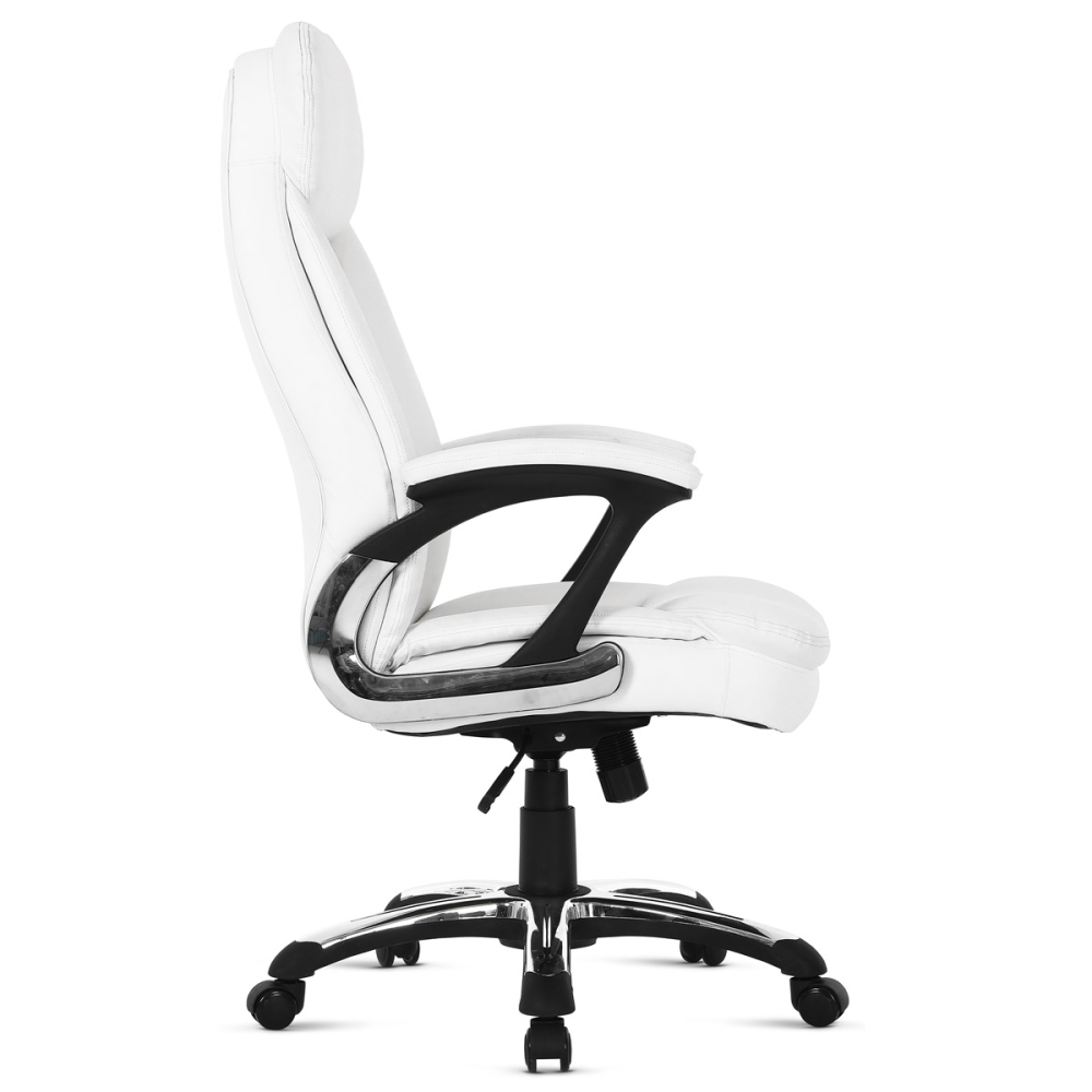 KA-Y287 WT - Kancelářská židle, bílá koženka, plast ve stříbrné, kolečka pro tvrdé podlahy