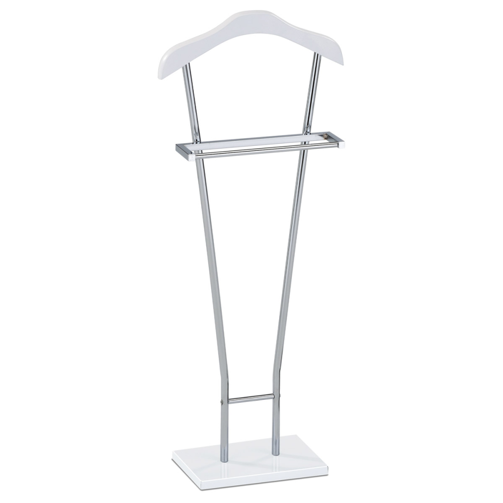 83499-04 WT - Němý sluha, výška 110 cm, kov a masiv , bílý lak a chrom, nosnost 6 kg
