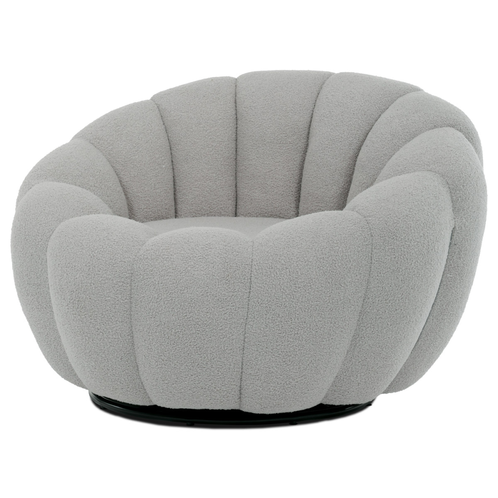 AK-341 GREY2 - Křeslo relaxační, látka šedá Bouclé, otočné.