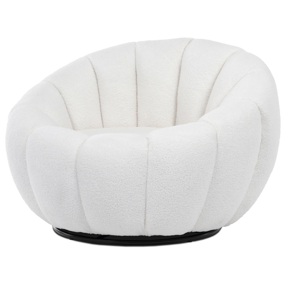 AK-341 WT2 - Křeslo relaxační, látka bílá Bouclé, otočné.