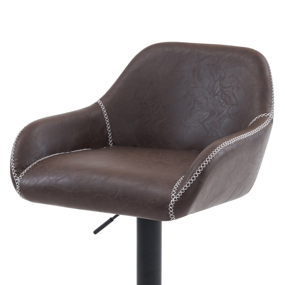 AUB-716 BR3 - Židle barová, potah hnědá látka v dekoru vintage kůže, chromová podnož