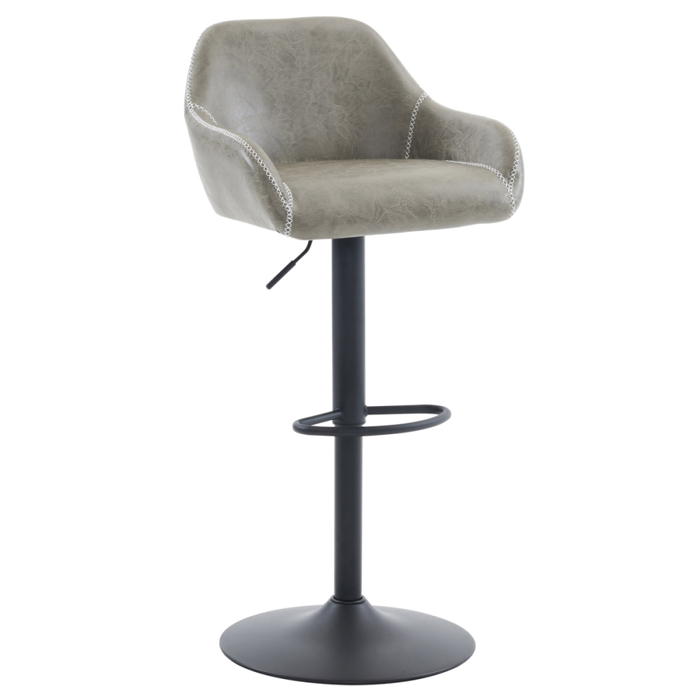 AUB-716 GREY3 - Židle barová, potah šedá látka v dekoru vintage kůže, chromová podnož