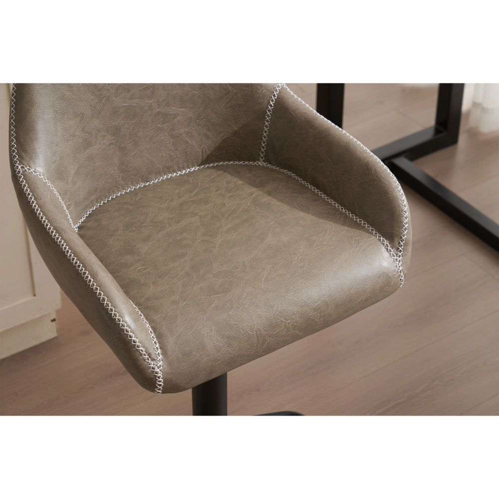AUB-716 GREY3 - Židle barová, potah šedá látka v dekoru vintage kůže, chromová podnož