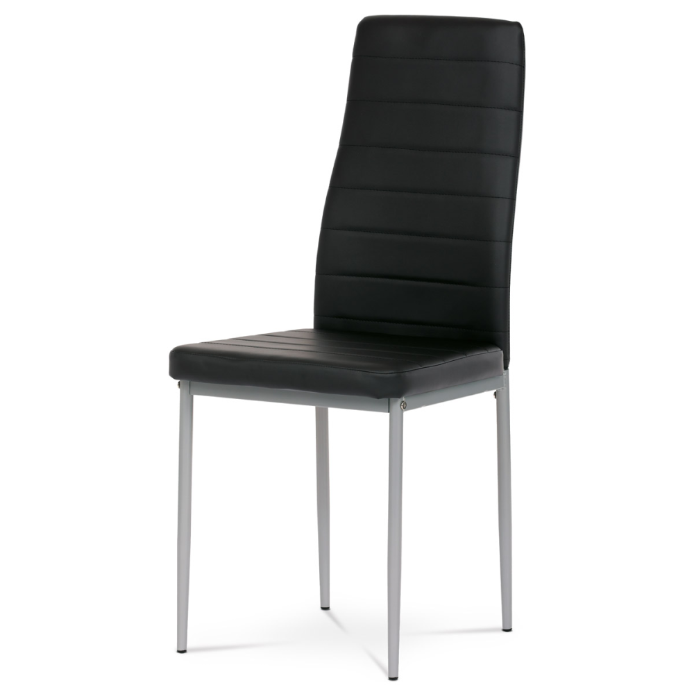 DCL-377 BK - Židle jídelní, černá koženka, šedý kov