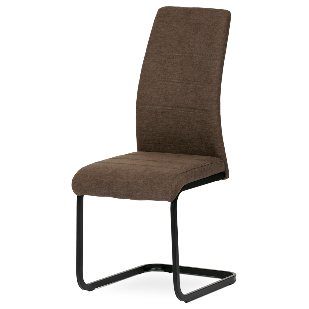 DCL-414 BR2 - Židle jídelní, hnědá látka, kovová pohupová podnož, černý kov