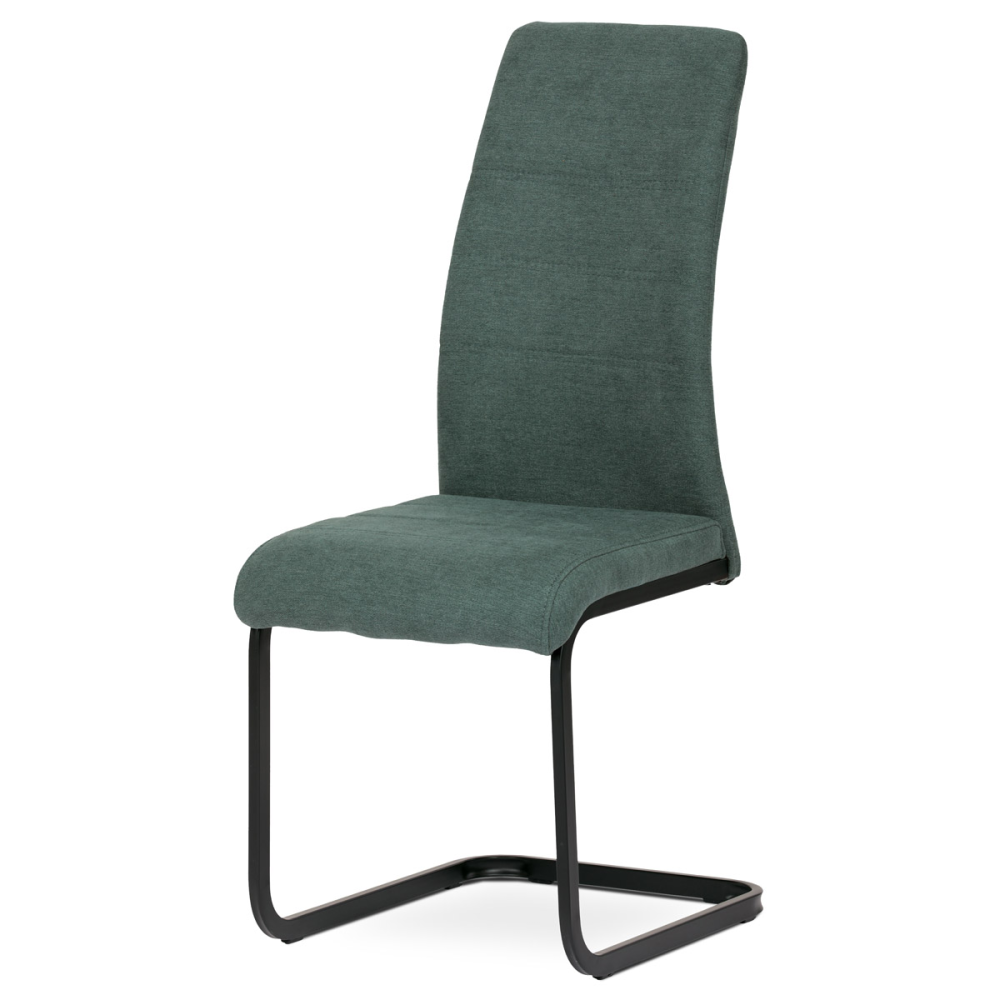 DCL-414 GRN2 - Židle jídelní, zelenomodrá látka, kovová pohupová podnož, černý kov