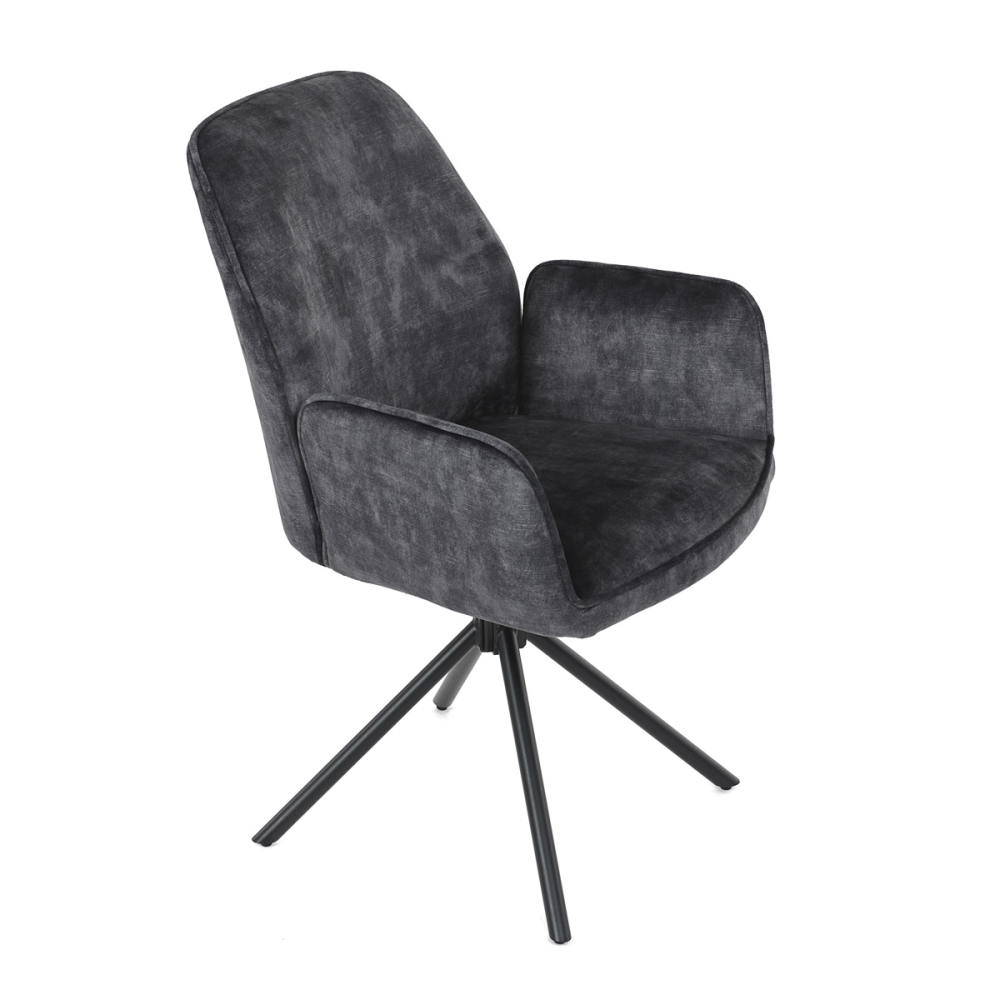 HC-511 BK4 - Židle jídelní a konferenční, černá látka v dekoru žíhaného sametu, kovové černé nohy