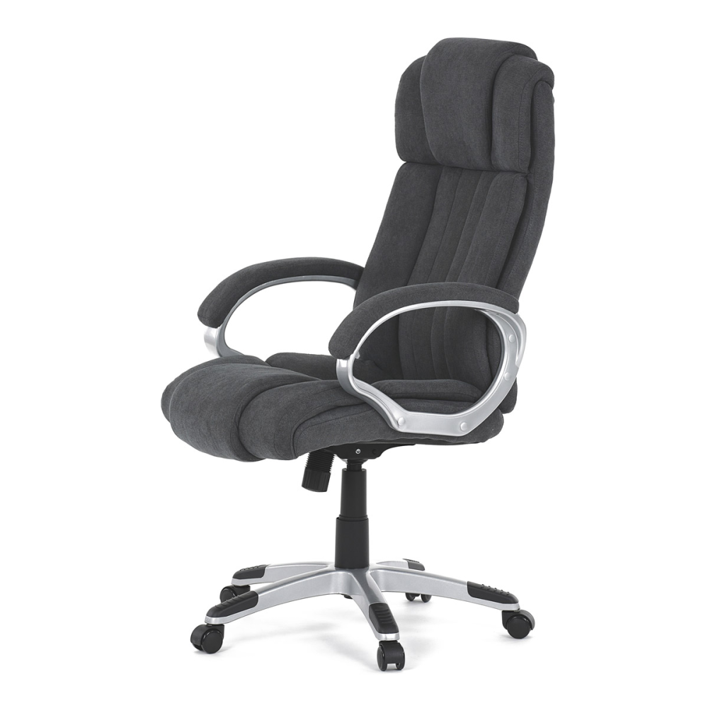 KA-L632 GREY2 - Kancelářská židle, plast ve stříbrné barvě, šedá látka, kolečka pro tvrdé podlahy