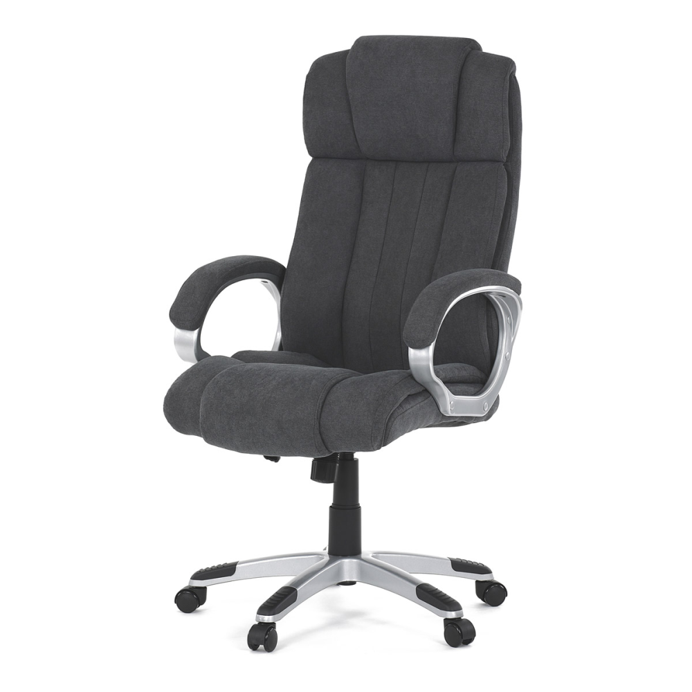 KA-L632 GREY2 - Kancelářská židle, plast ve stříbrné barvě, šedá látka, kolečka pro tvrdé podlahy