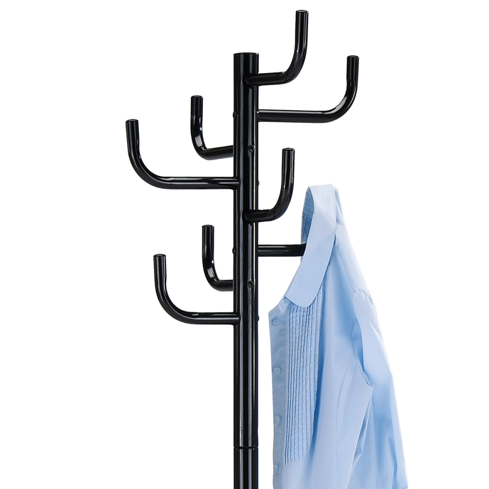 80609-A BK - Věšák stojanový, kovová konstrukce, černý leský lak, výška 182 cm, nosnost 10 kg