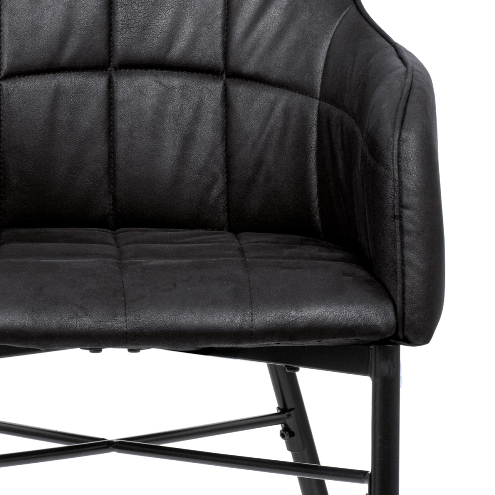 AC-9990 BK3 - Jídelní židle, potah černá látka v dekoru vintage kůže, kovová čtyřnohá podnož,