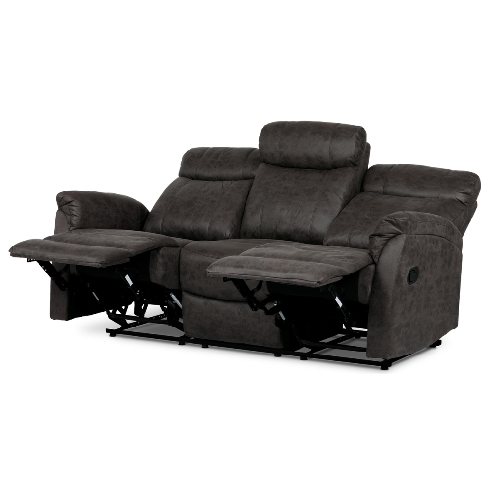 ASD-311 BR3 - Relaxační sedačka 3+1+1, potah hnědá látka v dekoru broušené kůže, funkce Relax I/II s aretací