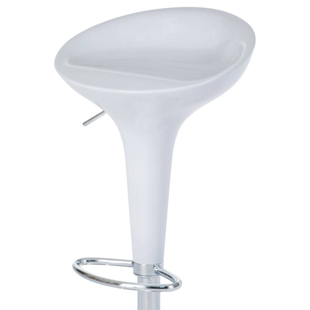 AUB-9002 WT - Barová židle, bílý plast, chromová podnož, výškově nastavitelná