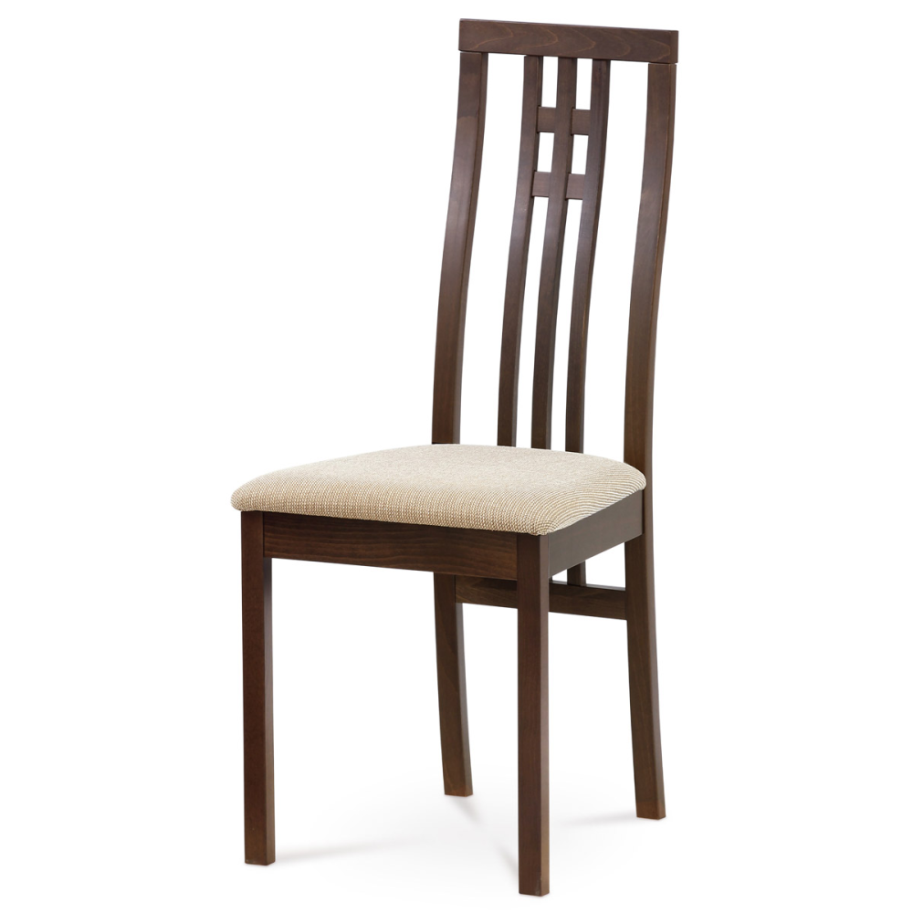 BC-2482 WAL - Jídelní židle, masiv buk, barva ořech, látkový krémový potah