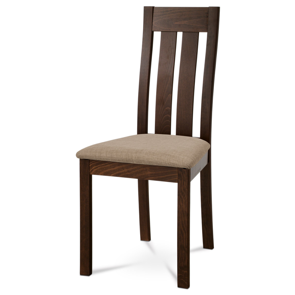 BC-2602 WAL - Jídelní židle, masiv buk, barva ořech, látkový béžový potah
