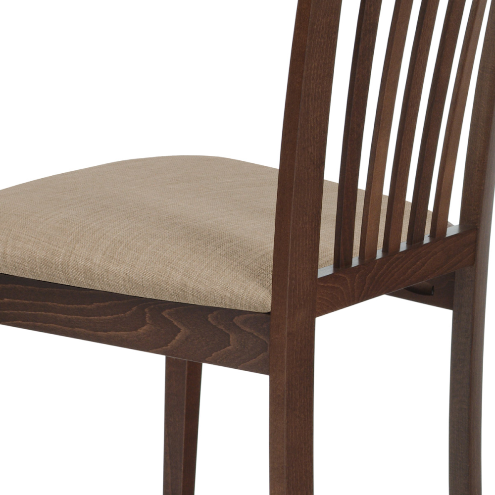 BC-3950 WAL - Jídelní židle, masiv buk, barva ořech, látkový béžový potah