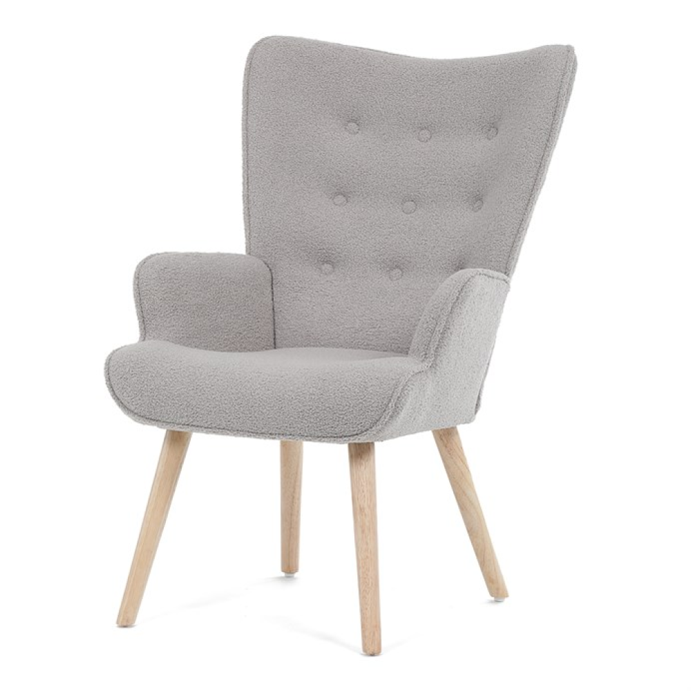 AK-309 GREY2 - Křeslo ušák, šedá, látka bouclé, AK-309 GREY2