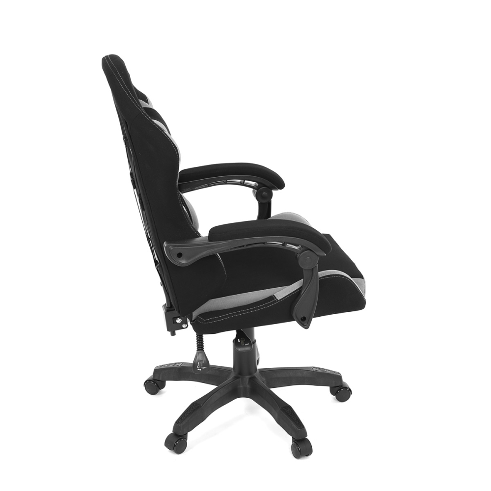 KA-R209 GREY - Herní křeslo, synchronní mechanismus, černá a šedá látka, plast. kříž