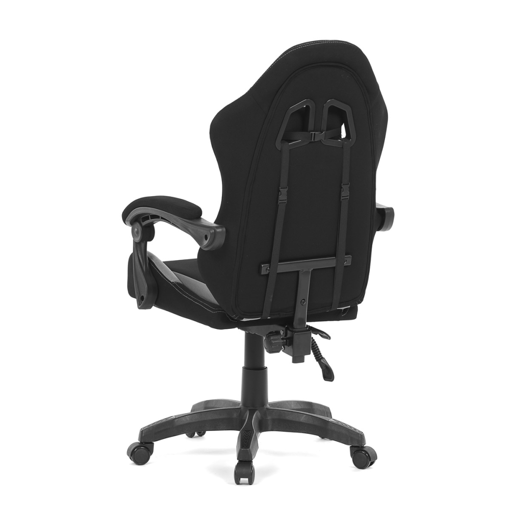 KA-R209 GREY - Herní křeslo, synchronní mechanismus, černá a šedá látka, plast. kříž