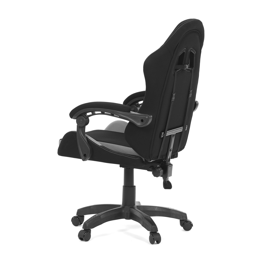 KA-R209 GREY - Herní křeslo, synchronní mechanismus, černá a šedá látka, plast. kříž