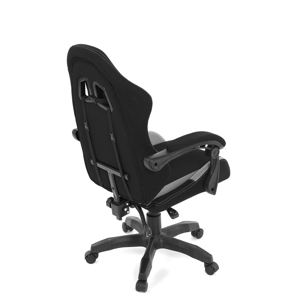 KA-R209 GREY - Herní křeslo, synchronní mechanismus, černá a šedá látka, plast. kříž