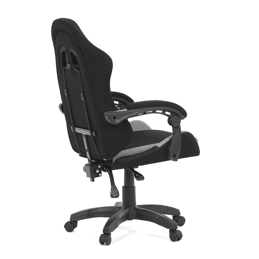 KA-R209 GREY - Herní křeslo, synchronní mechanismus, černá a šedá látka, plast. kříž