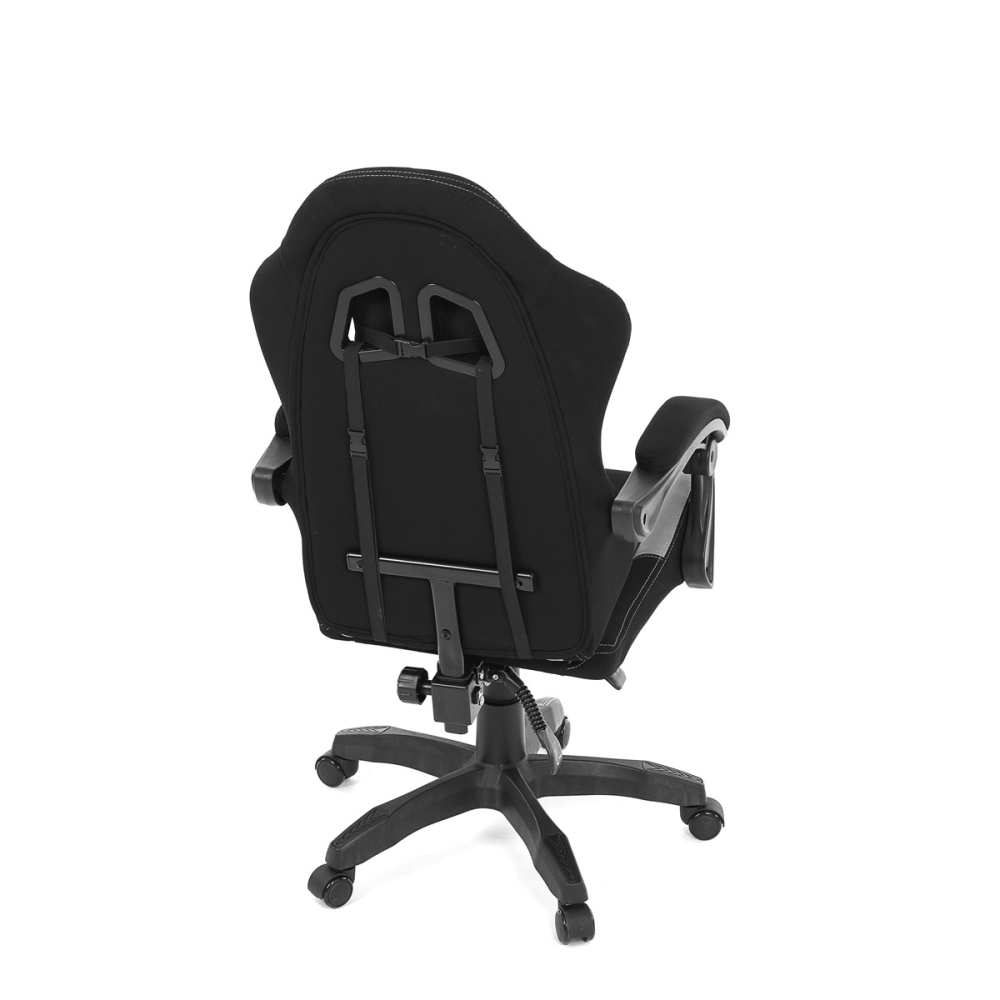 KA-R209 GREY - Herní křeslo, synchronní mechanismus, černá a šedá látka, plast. kříž