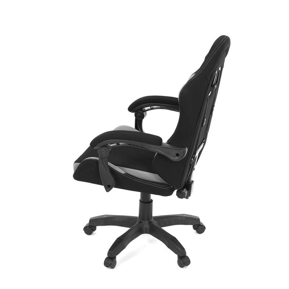 KA-R209 GREY - Herní křeslo, synchronní mechanismus, černá a šedá látka, plast. kříž