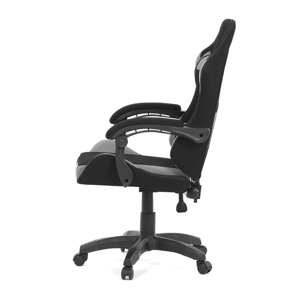 KA-R209 GREY - Herní křeslo, synchronní mechanismus, černá a šedá látka, plast. kříž