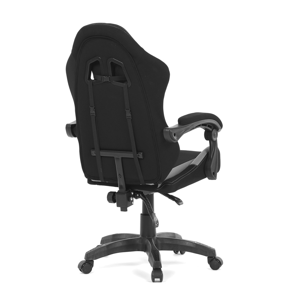 KA-R209 GREY - Herní křeslo, synchronní mechanismus, černá a šedá látka, plast. kříž